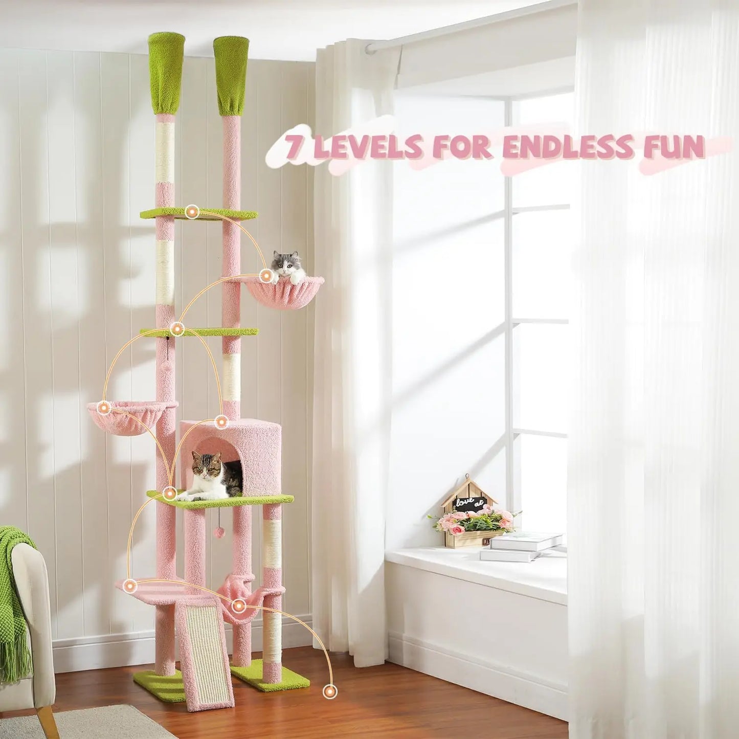 Interactive Cat Climbing Tree for Pets 21.3*15.7*85.1inch